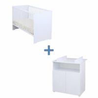 Chambre bébé duo: lit 120x60 et commode à langer 2 portes--Blanc-Baby Price
