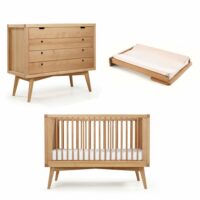 Chambre complète montessori bébé bois massif 70x140 cm-Bois-Marron-ID Kids