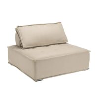 Chauffeuse capitonnée beige 100x100cm avec dossier et coussin--Beige-MACABANE