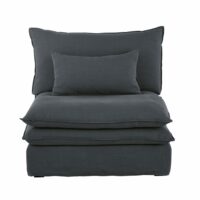 Chauffeuse pour canapé modulable en lin gris anthracite-Lin-Gris-MAISONS DU MONDE x POLE POSITION