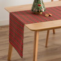 Chemin de table de Noël en coton jacquard rouge 45x135 cm-Coton-Rouge-Gamusi