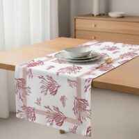 Chemin de table en coton seaplants 50x150 cm-Coton-Rouge-Naf Naf