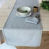 Chemin de table gris avec bordure jute 140 x 40 cm--Gris-Enjoy Home