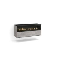 Cheminée électrique LED effet bois ciment 102x35x45cm effet feu-Ciment-Gris-Skraut home