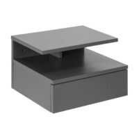 Chevet suspendu en bois 1 tiroir 1 niche gris-Bois-Gris-Hellin