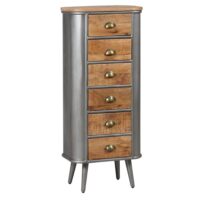 Chiffonnier 6 tiroirs bois et acier patiné-Bois-Marron-Altobuy