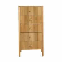 Chiffonnier placage chêne 5 tiroirs 55cm-Chêne-Marron-Sorelh