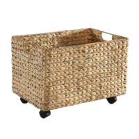 Coffre à jouet à roulettes en jacinthe d'eau - l50 cm--Beige-Calicosy