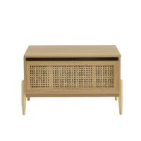 Coffre à jouet  effet chêne et cannage rotin-Chêne-Marron-Baita