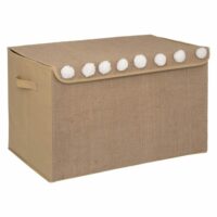 Coffre à jouets en intissé et pompons jute marron clair 36x36xh. 57 cm--Marron-Home Maison