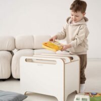 Coffre à jouets et livres sur roulettes big-box--Blanc-Tupti.wood