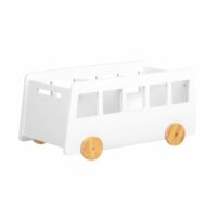 Coffre à roulette pour enfants avec 2 compartiments effect bois blanc-Bois-Blanc-SoBuy