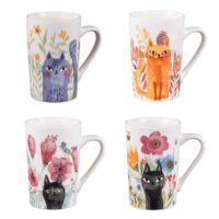 Coffret 4 mugs   35 cl multicolore en porcelaine-Porcelaine-Multicolore-Table passion