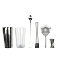 Coffret 5 accessoires à cocktail et 50 recettes en acierxydable--Argenté-Toilinux