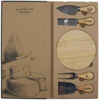 Coffret à fromages planche en hévéa et 4 couteaux-Hévéa-Beige-Cook Concept