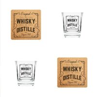 Coffret de 2 verres à whisky avec 2 dessous de verre-Verre-Noir-STC