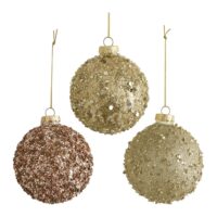 Coffret de 3 boules décoratives comète pailletées en verre-Verre-Multicolore-Mathilde M