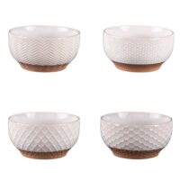 Coffret de 4 coupelles jaspe beige 12 cm beige en grès--Beige-Table passion