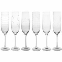 Coffret de 6 flûtes à champagne graphik 19 cl transparent / cristal-Cristal-Transparent-Table passion