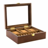 Coffret de rangement pour montres et bagues 21x18cm--Marron-Wadiga