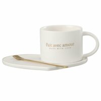 Coffret tasse soucoupe et cuillère coeur--Blanc-Jolipa