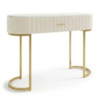 Coiffeuse 1 tiroir velours beige-Velours-Beige-Menzzo