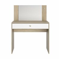 Coiffeuse avec 1 tiroir de rangement l94 cm - blanc et bois-Bois-Beige-Diagone