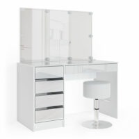 Coiffeuse avec éclairage led et tabouret