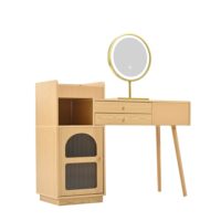 Coiffeuse avec miroir + 2 tiroirs + meuble vitré latéral