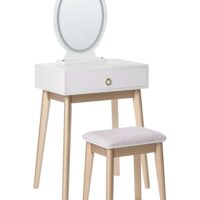 Coiffeuse avec miroir et tabouret led blanc--Blanc-Beliani