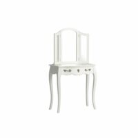 Coiffeuse baroque en bois 1 tiroir et miroir pliable en 3 parties-Bois-Blanc-Hellin