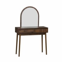 Coiffeuse décor bois miroir arrondi 90 cm