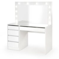Coiffeuse design blanc à led + miroir--Blanc-MSO
