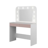 Coiffeuse effet bois avec miroir et led
