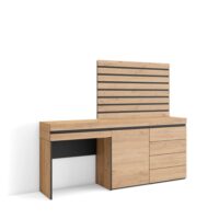 Coiffeuse effet bois de chêne 177x35x145cm-Bois-Beige-Skraut home