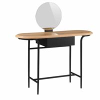 Coiffeuse métal et mdf plateau chêne avec miroir réglable hauteur-Métal-Noir-Altobuy