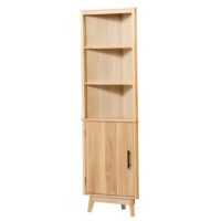 Colonne de rangement d'angle 1 porte 3 étagères en bois-Bois-Marron-Nordlys