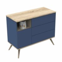 Commode 1 porte 3 tiroirs--Bleu-Sauthon Original