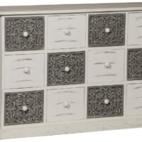 Commode 12 tiroirs bois gris et blanc-Bois-Marron-Menzzo