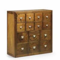 Commode 14 tiroirs en bois marron L 90 cm-Bois-Marron-MOYCOR