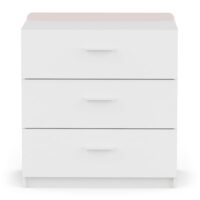 Commode 3 tiroirs blanc bleu et orange l77