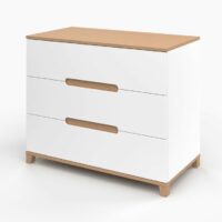 Commode 3 tiroirs Blanc et Chêne-Chêne-Blanc-Nateo Concept