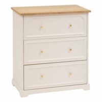 Commode 3 tiroirs en bois avec plateau en frêne ivoire 72 x 39-Bois-Blanc-Home Maison