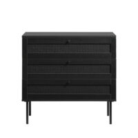 Commode 3 tiroirs en bois et métal l80cm - noir-Métal-Noir-Drawer