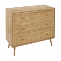 Commode 3 tiroirs en cannage et bois contreplaqué-Bois-Marron-Toilinux