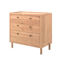 Commode 3 tiroirs en chêne massif hauteur 95cm-Chêne-Beige-Alfred et Compagnie