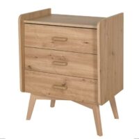 Commode 3 tiroirs en chêne vintage - Larg. 71 cm-Chêne-Marron-Nateo Concept