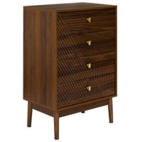 Commode 4 tiroirs bois et mdf pieds pin chêne foncé-Bois de Pin-Marron-Altobuy