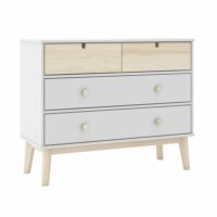 Commode 4 tiroirs mdf et pin coloris blanc et naturel-Bois de Pin-Blanc-Altobuy