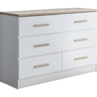 Commode 6 tiroirs - blanc et naturel - skaido--Beige-vente-unique.com